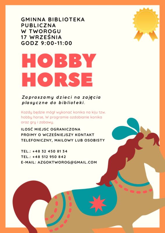 Hobby horse, plakat kolorowy konik.