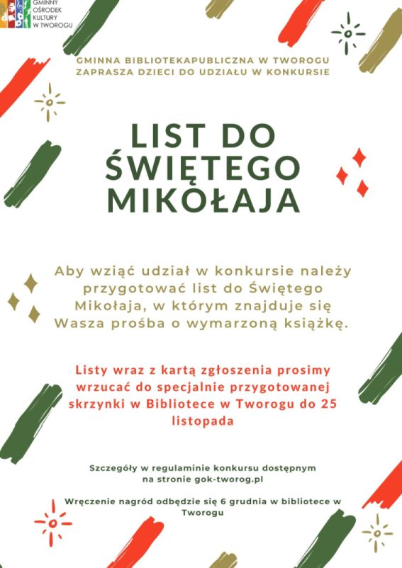 Plakat na konkurs List do Świętego Mikołaja