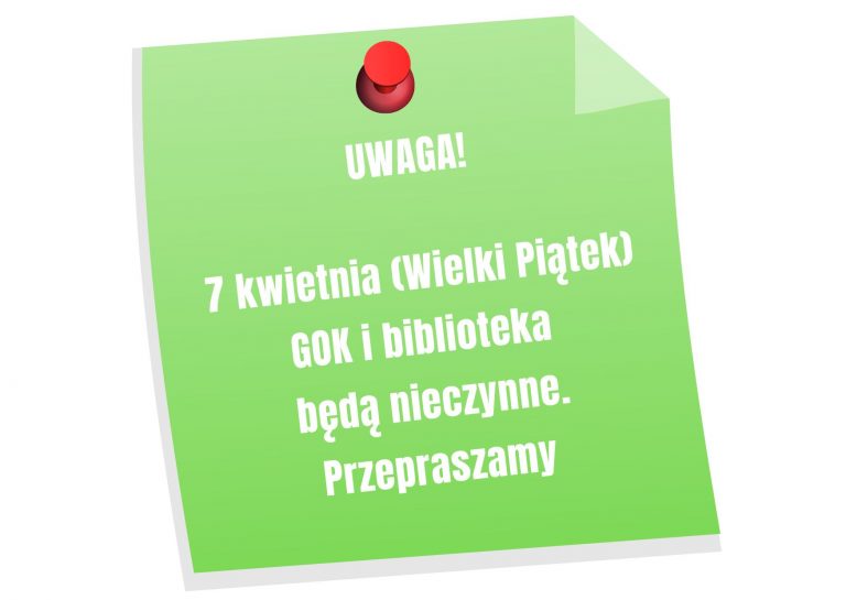 grafika informacyjna gok nieczynny w wielki piątek