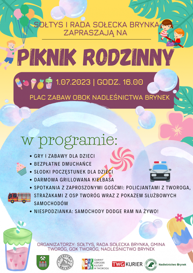 Plakat piknik rodzinny w brynku