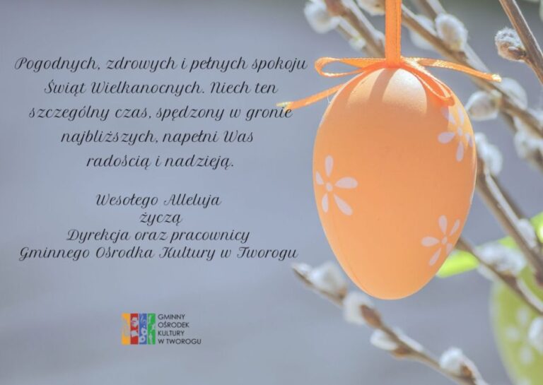 Kartka wielkanocna z życzeniami. Alternatywa tekstowa poniżej.