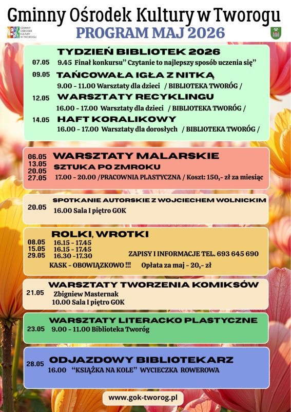 Plakat wkolorach żółty, pomarańczowy zielony WARSZTATY LITERACKO PLASTYCZNE